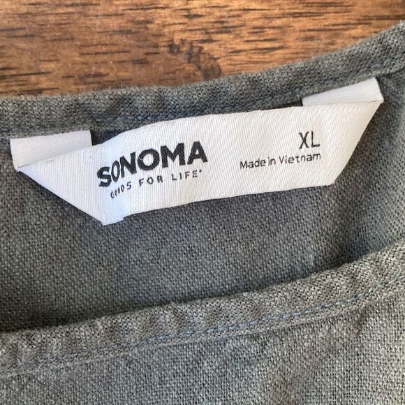 Sonoma Dress Women’s 1X Olive Green Linen Blend Pockets Short Cap Sleeve - Picture 3 of 8